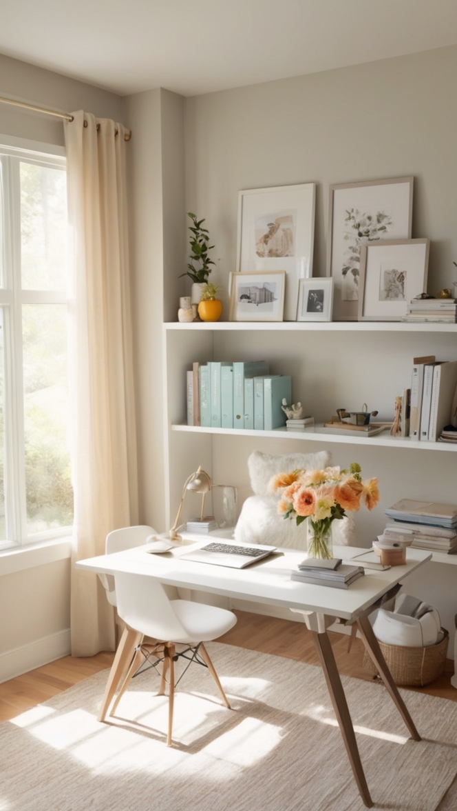 home office décor, cozy home office design, minimalist home office, modern home office ideas, stylish office furniture