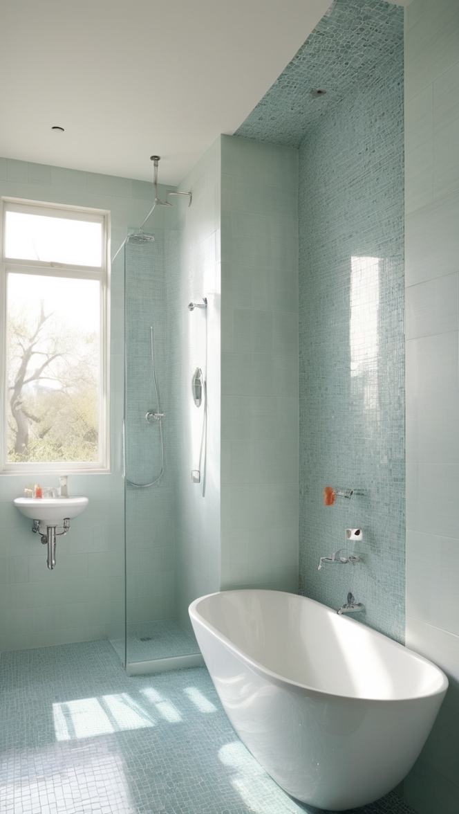 mosaic tile backsplash, bathroom tile ideas, ceramic tile bathroom, glass floor tiles, bathroom wall tiles