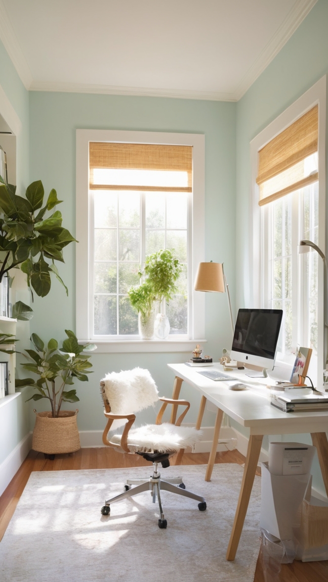 quarto, móveis, decoração, escritório em casa, design de interiores