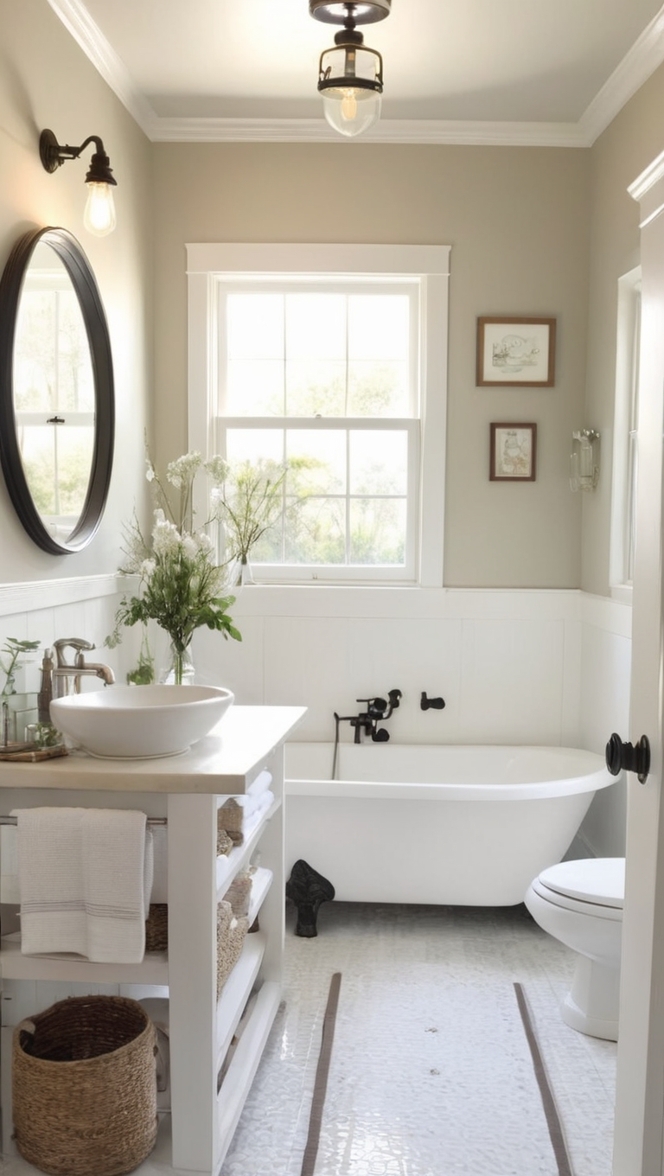 small bathroom renovation, modern farmhouse bathroom, bathroom renovation ideas, farmhouse style bathroom, bathroom makeover