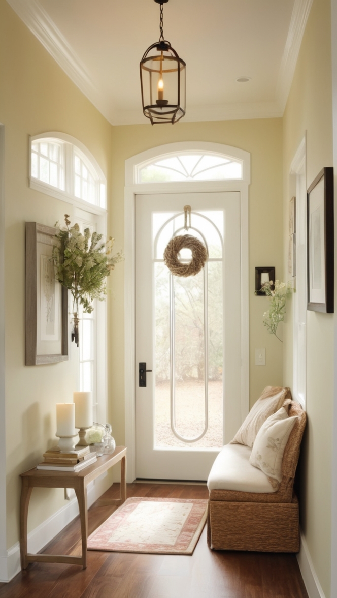 small entryway decor, modern entrance design, elegant foyer ideas, minimalist home decor, chic entrance styling