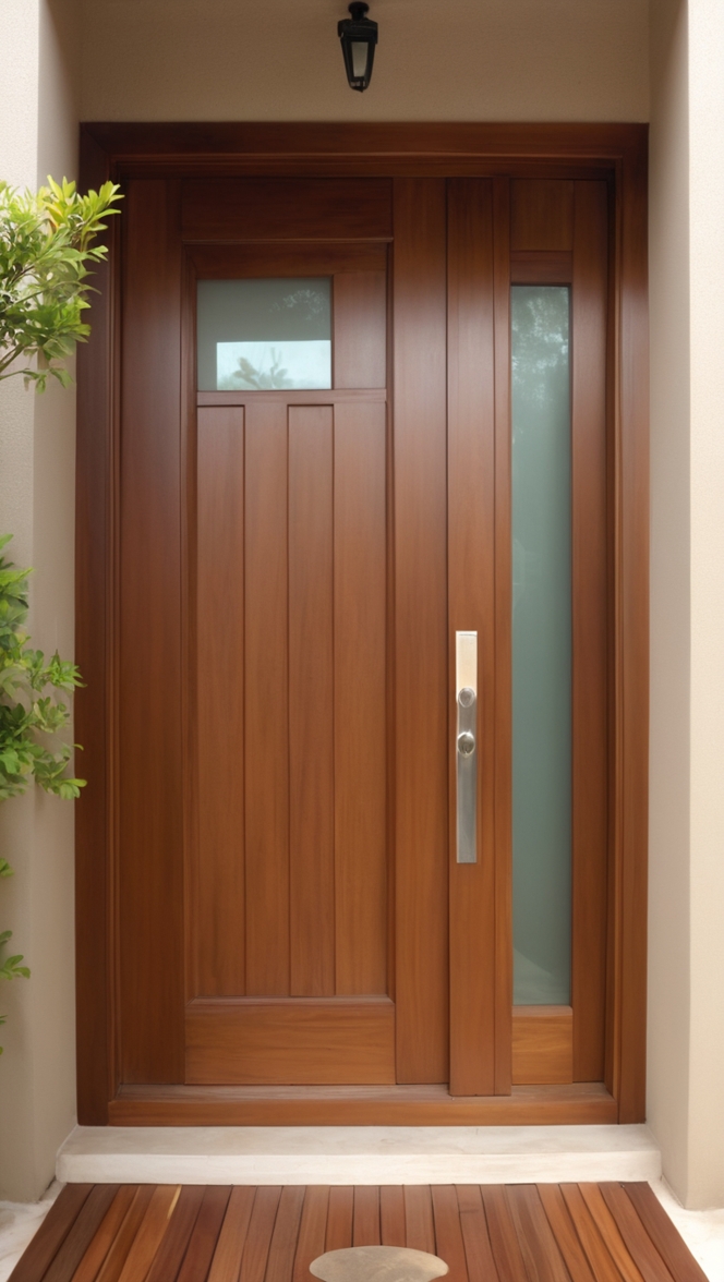 How can I enhance my homes curb appeal with a teak main door design entrance? ?
