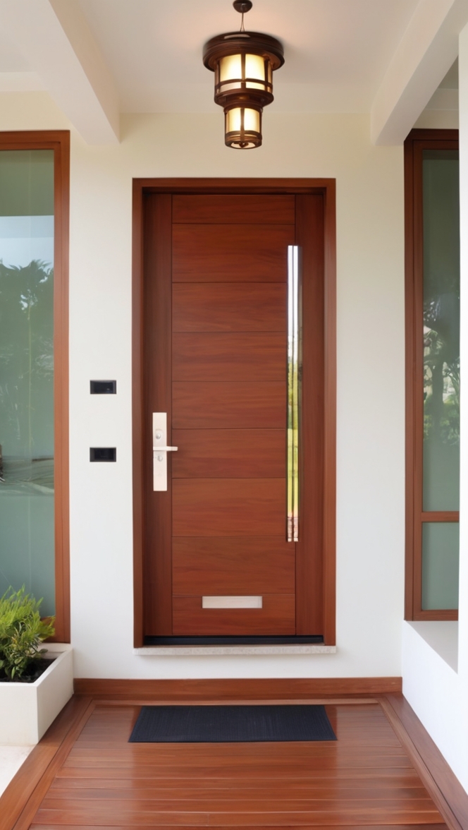 What makes teak wood main door design entrance modern stand out? ?