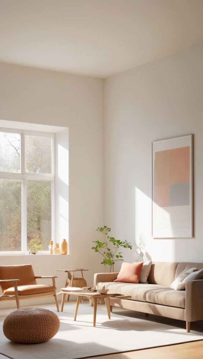 minimalist decor, modern living room, interior design, Scandinavian furniture, cozy home