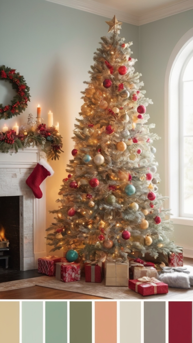 Christmas home decor, Christmas color scheme, Festive color palette, Holiday color trends, Seasonal decorating ideas