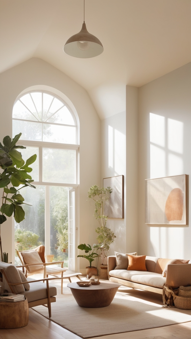 earthy chic living room, earthy modern interior, minimalist earthy decor, cozy minimalist living room, natural minimalist home