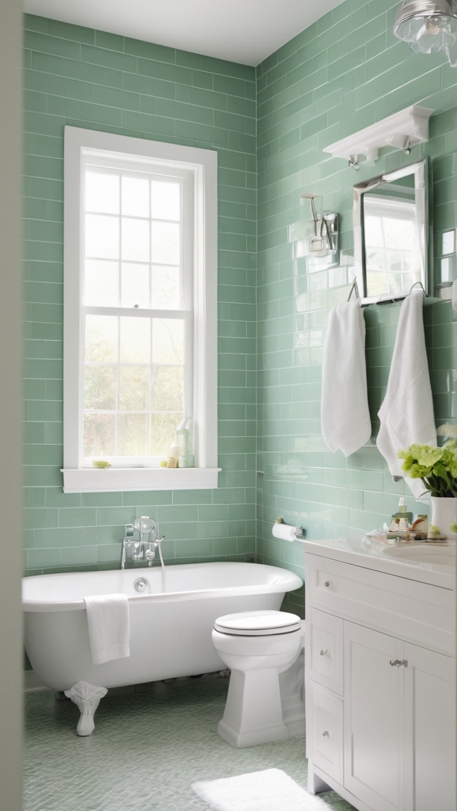 green hexagon tiles, green subway tiles, green mosaic tiles, green glass tiles, green ceramic tiles