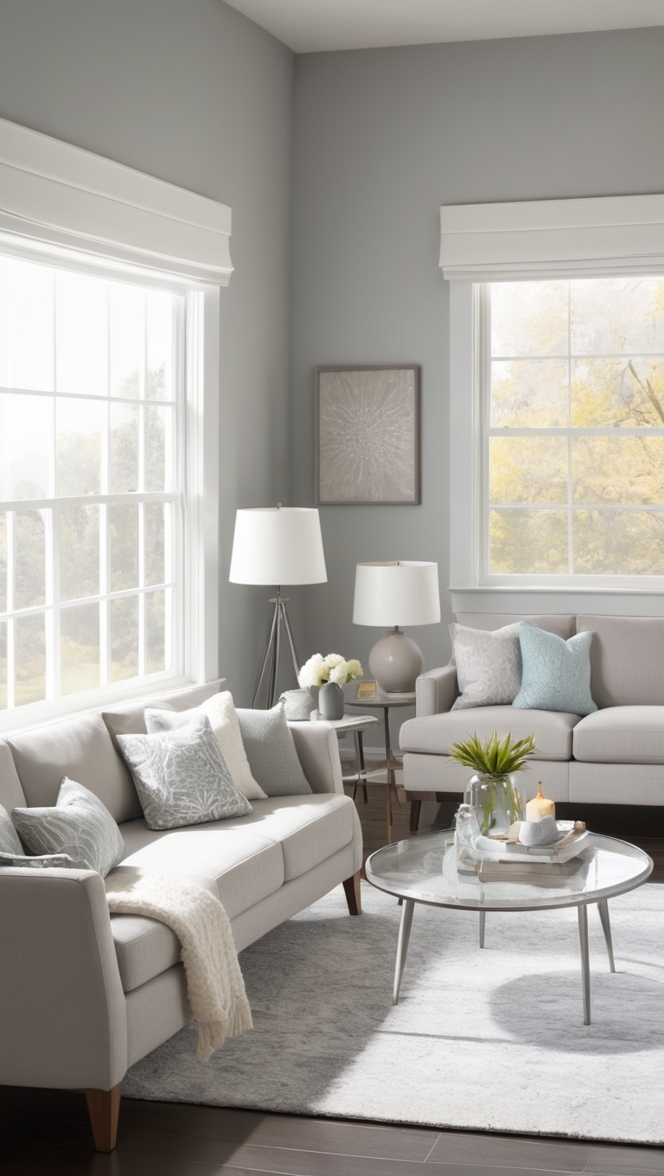 minimalist home decor, modern living room design, grey furniture, contemporary interior design, Scandinavian home decor