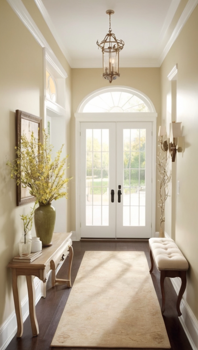 home decorating ideas, entryway design, foyer decor, hallway decoration, elegant entryway