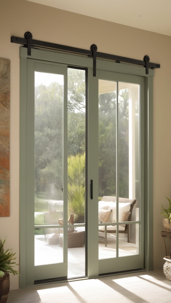 metal sliding door, outdoor sliding door, sleek metal door, modern sliding door, industrial door