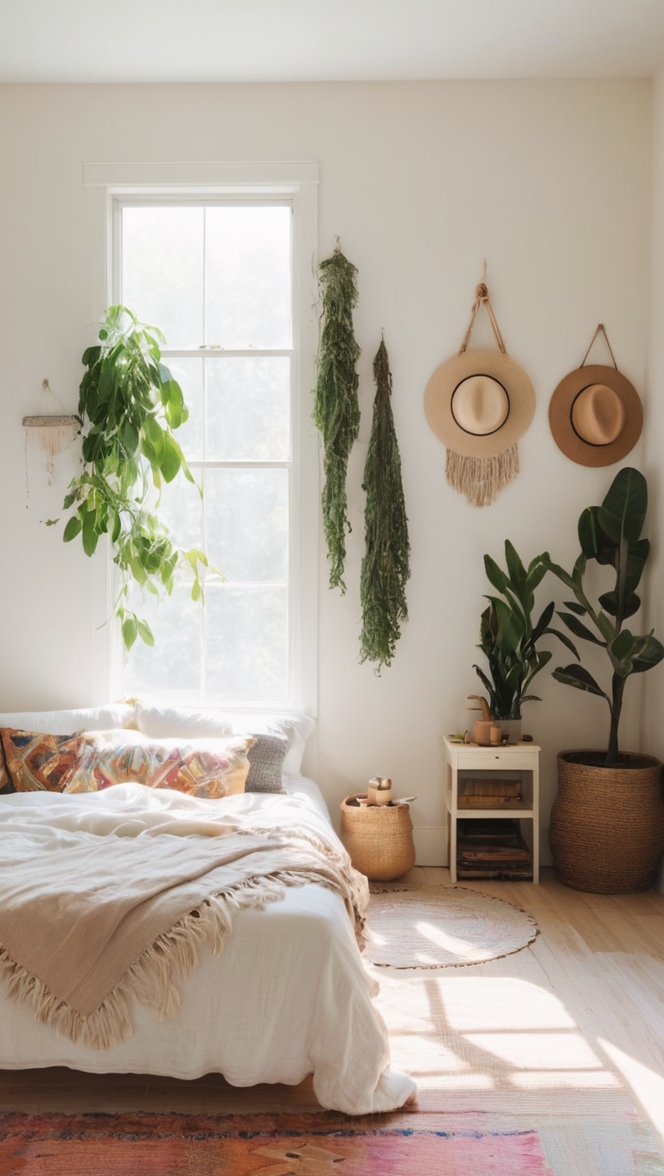 boho decor, home decor, boho style, minimalist design, bohemian interior