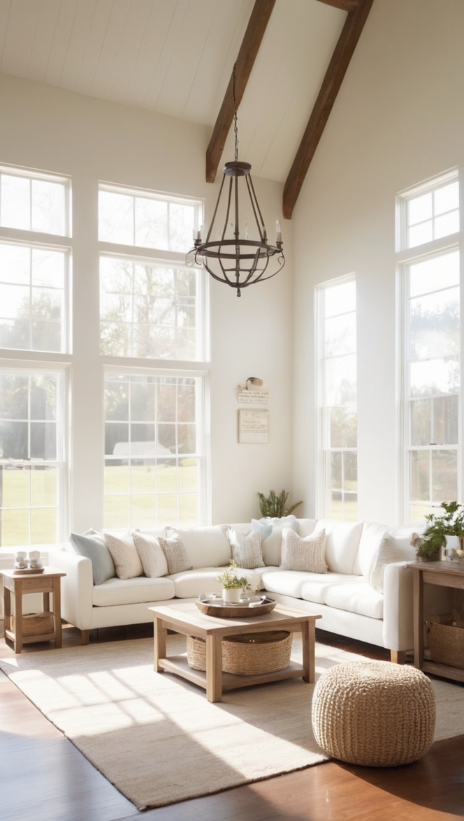 farmhouse decor, modern farmhouse, rustic living room, home decorating, interior design