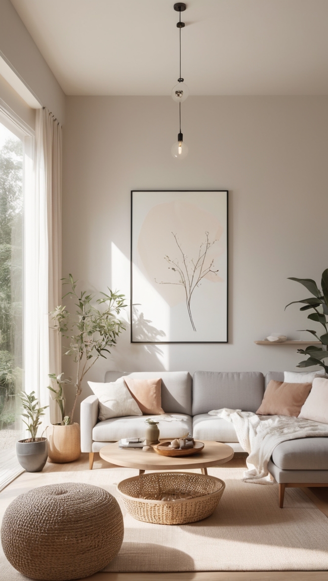 minimalist living room decor,
modern Japanese home design,
Scandinavian interior style,
Zen living room ideas,
cozy minimalistic decor