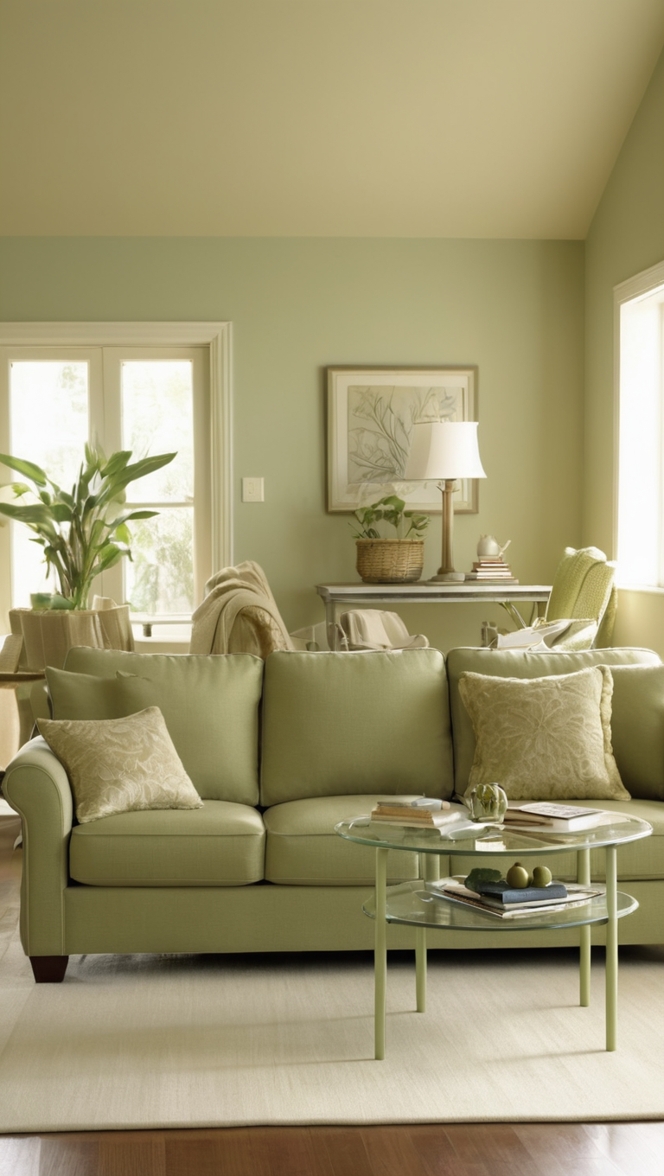 sage green sofa, living room decor ideas, green couch design, modern sage green couch, styling a sage green sofa