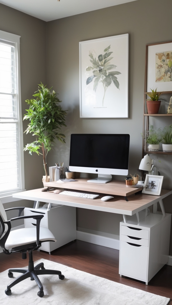 three monitor setup, productivity setup, triple monitor desk, multi-screen workstation, ergonomic home office setup