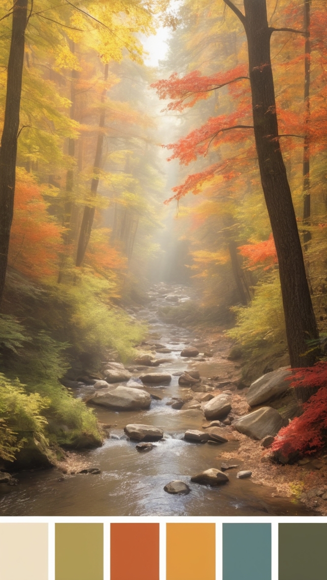 fall season colors, warm tones palette, autumnal color scheme, rich autumn hues, deep warm shades