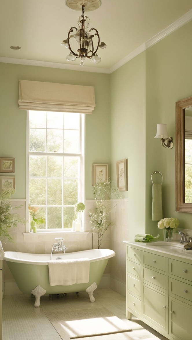 beige tile, green mosaic, luxury bathroom, designer fixtures, spa retreat