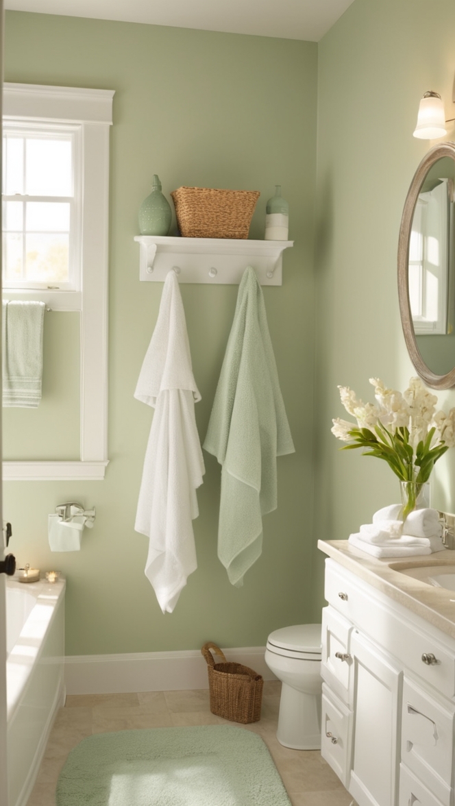 green bathroom tiles, beige bathroom decor, modern green bathroom, luxury beige bathroom, stylish green and beige bathroom