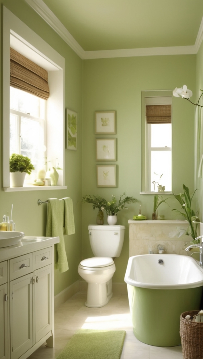 green bathroom tiles, beige bathroom decor, modern green bathroom, luxury beige bathroom, stylish green and beige bathroom