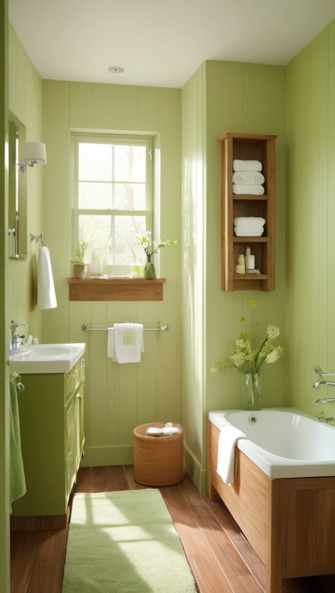 green bathroom remodel, wood bathroom design, eco-friendly bathroom renovation, sustainable bathroom materials, natural wood bathroom decor