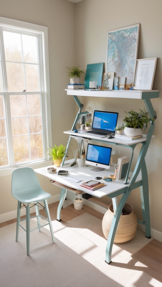 home office furniture, ergonomic chair, productivity tools, adjustable desk, standing desk converter