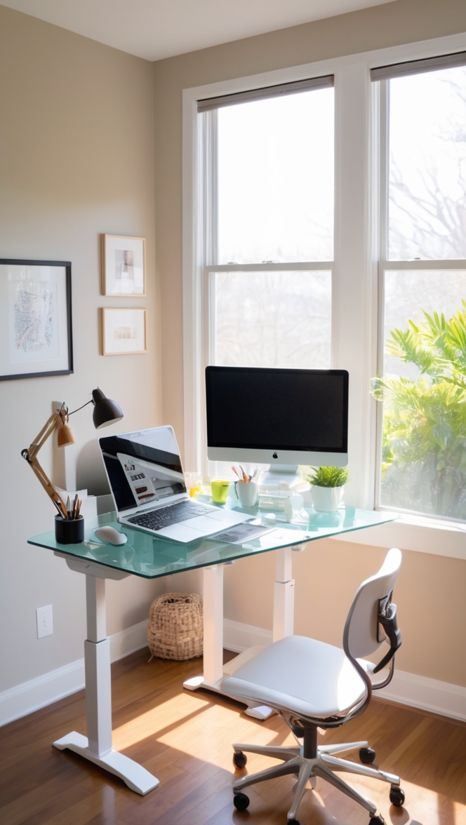 home office furniture, ergonomic chair, productivity tools, adjustable desk, standing desk converter