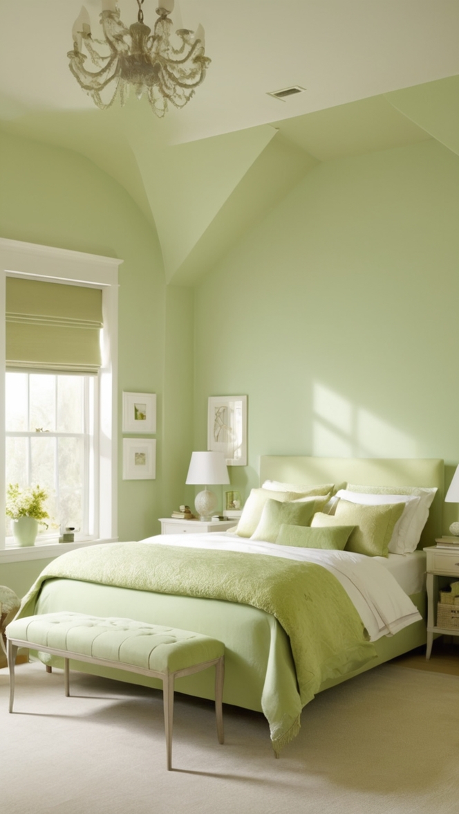Have you ever considered redecorating your bedroom with a light green theme? ?