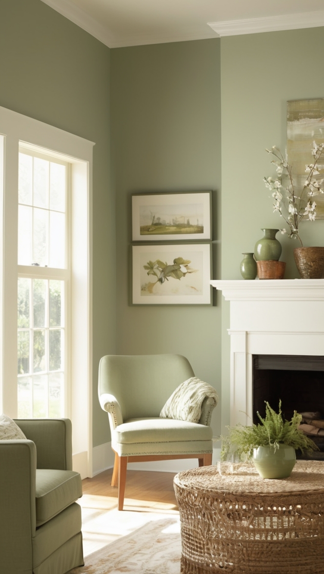 sage green decor, white living room accessories, modern sage green furniture, elegant white curtains, chic green and white decor