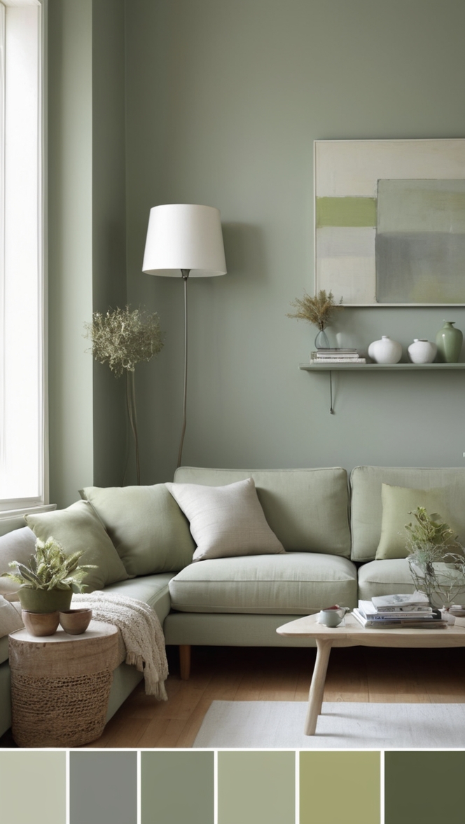 sage green paint, sage green decor, grey living room ideas, grey and sage green, sage green furniture