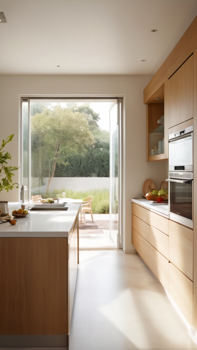 How can I maximize space with a sliding door kitchen design? ?