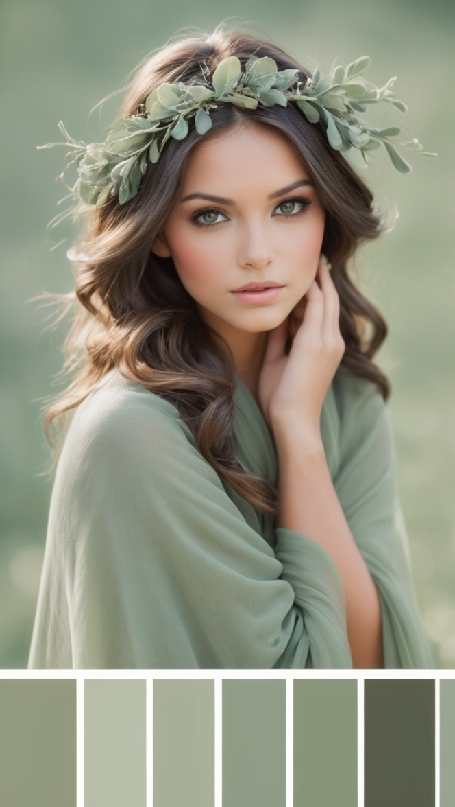 Sage green decor, Greenery color scheme, Olive green interior design, Mint green home decor, Emerald green color palette