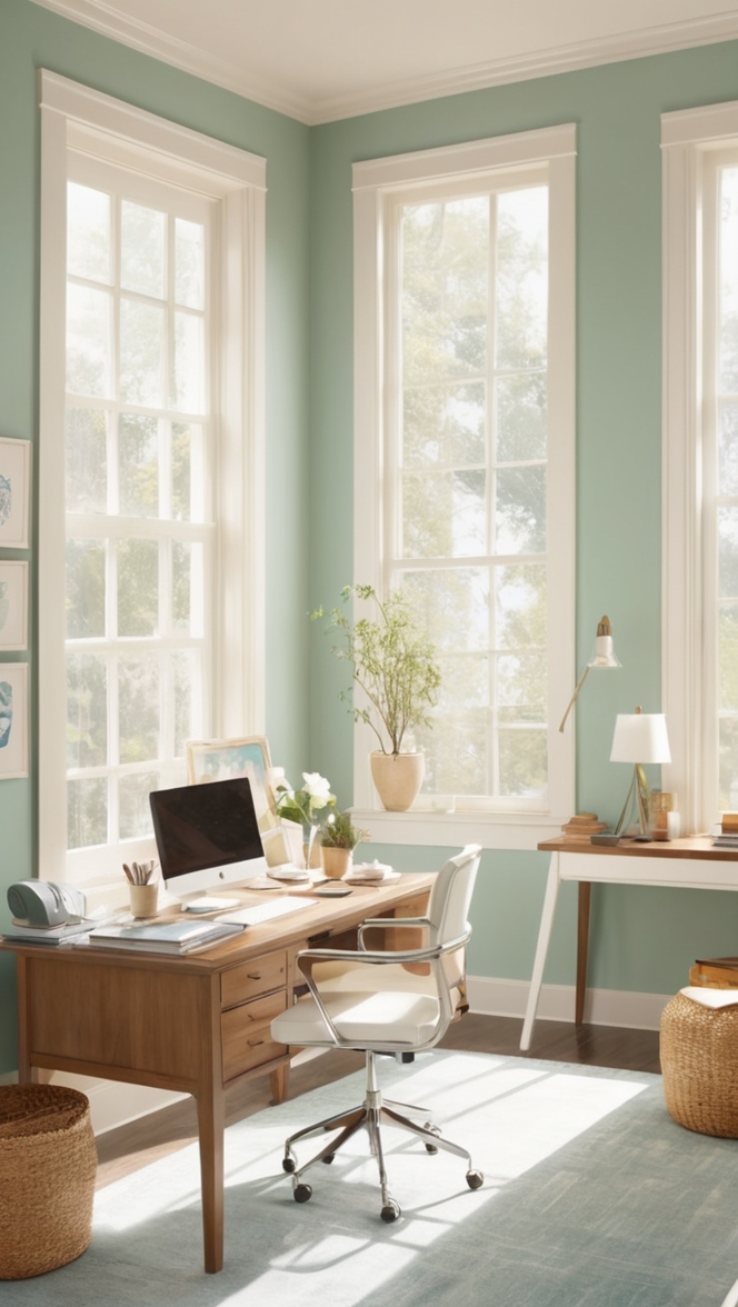 aesthetic home office design, stylish home office decor, modern workspace inspiration, trendy home office furniture, chic office organization