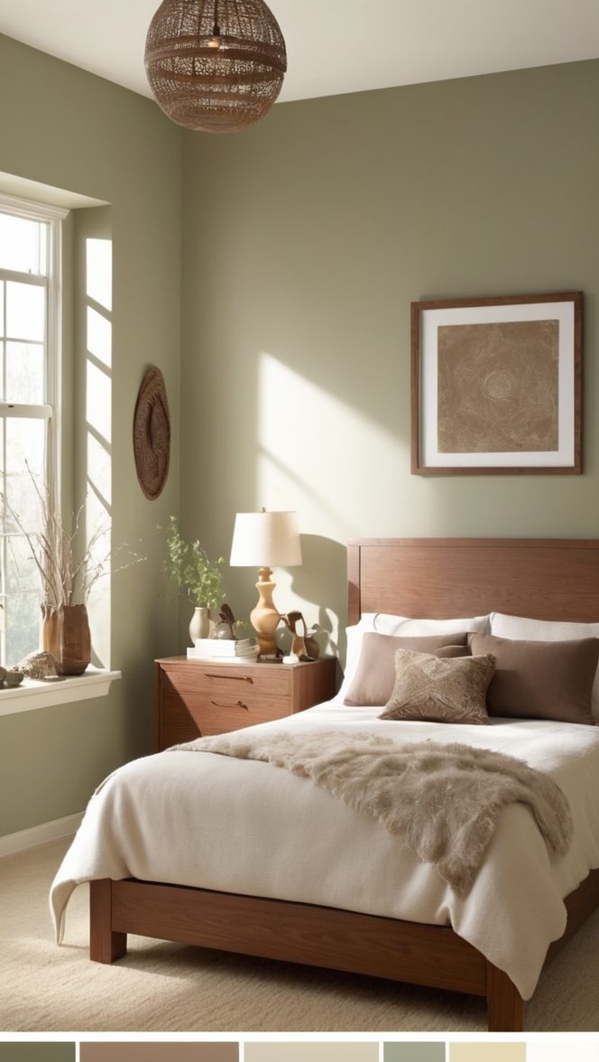 serene bedroom colors, calming bedroom paint colors, natural bedroom paint colors, cozy bedroom color schemes, peaceful bedroom color palette