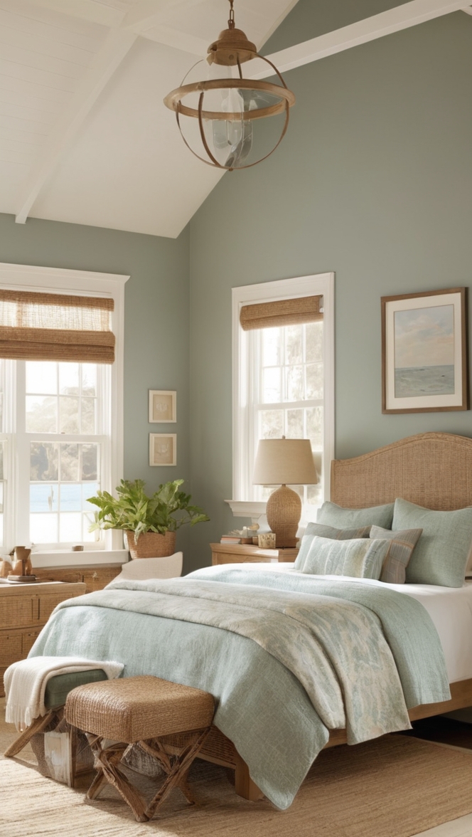 How can I incorporate earthy coastal bedroom ideas into my decor scheme? ?