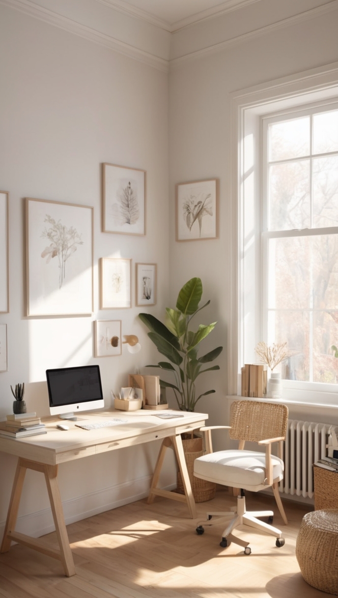 How can I create a cozy light academia aesthetic home office? ?