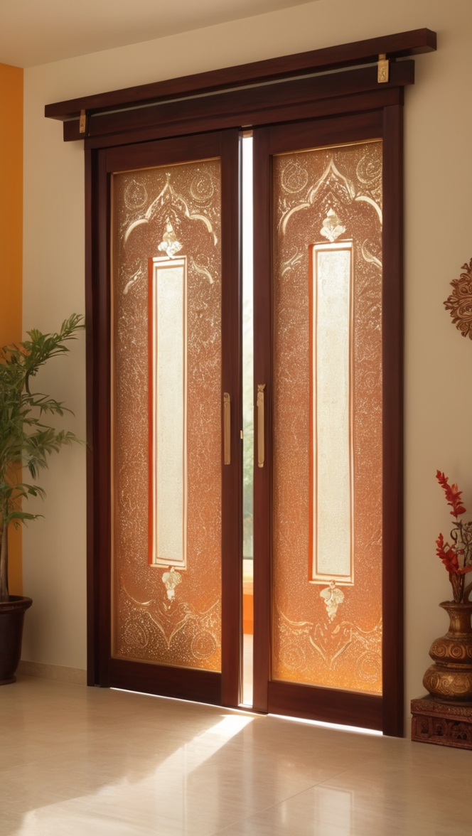 How can I enhance my mandir with a stylish sliding door design? ?