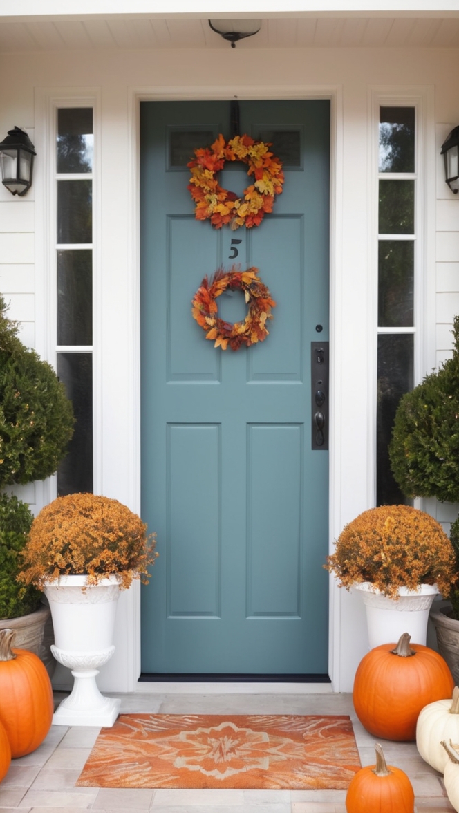 fall wreaths, autumn porch decorations, front door sign, seasonal welcome mat, harvest home decor