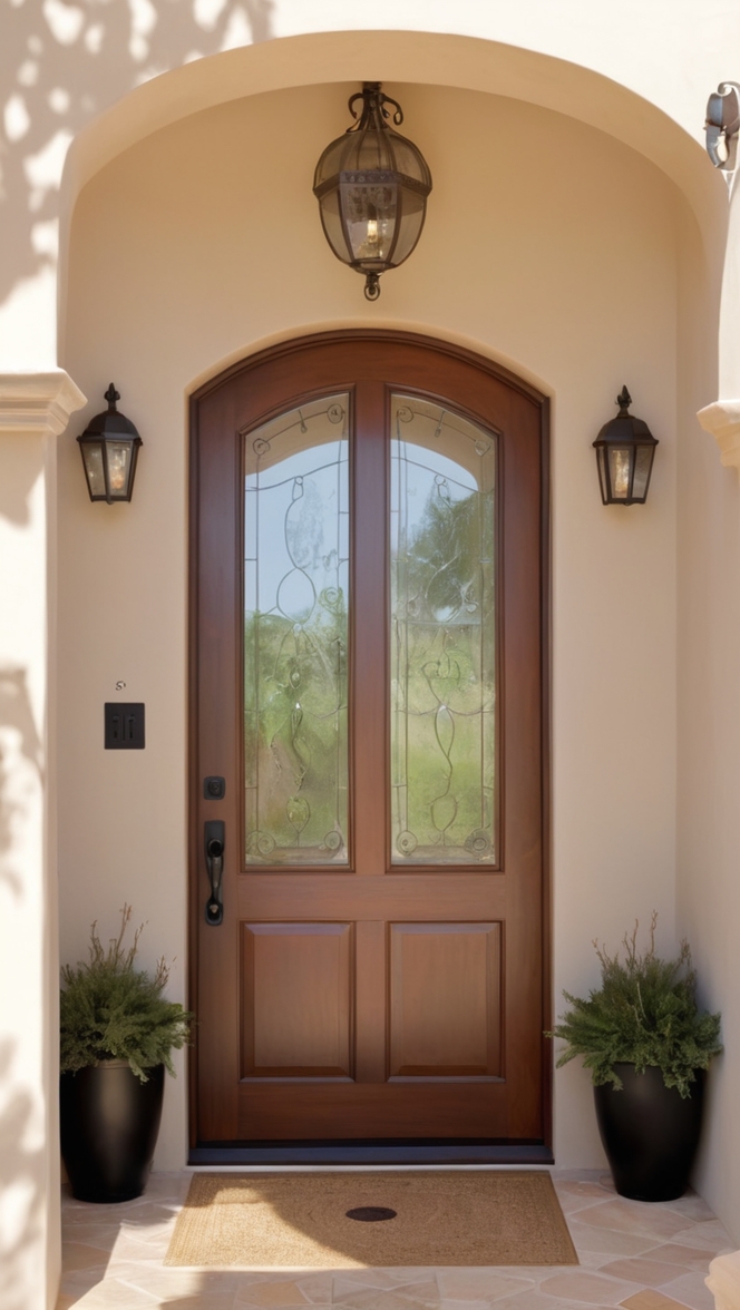 How can I enhance my home’s curb appeal with a modern mediterranean front door? ?