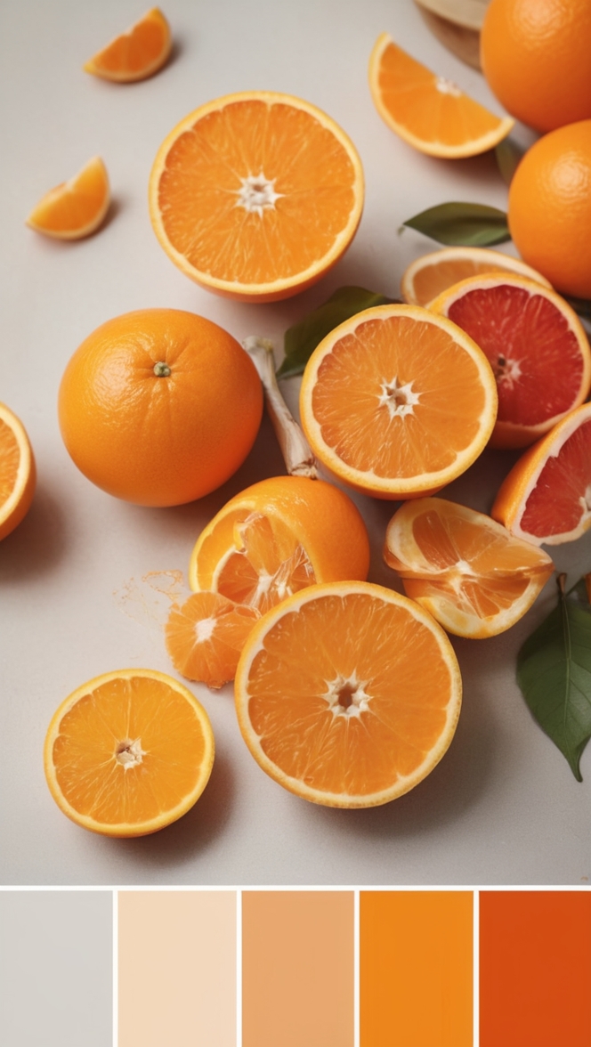 orange paint colors, burnt orange color, peach color palette, tangerine color palette, citrus color palette