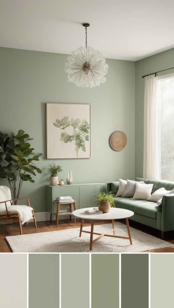 sage green sofa, sage green walls, sage green decor, sage green curtains, sage green furniture