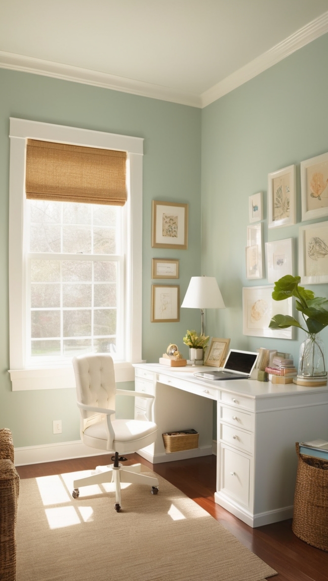 small space office design, home office organization ideas, stylish home office decor, feminine workspace design, chic office furniture