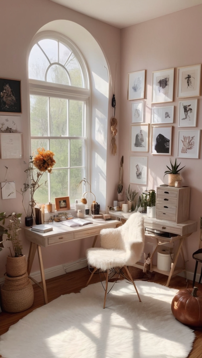 How can I incorporate the witchy home office aesthetic into my workspace? ?