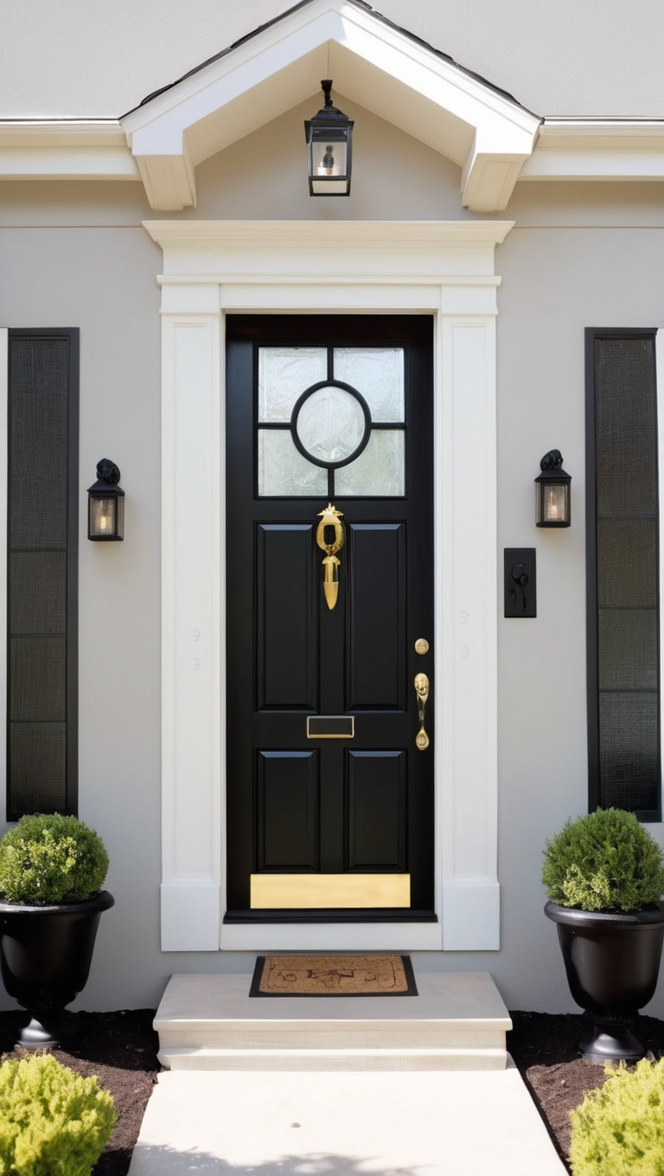 black entry door, front door with glass, modern exterior door, contemporary entryway door, front door with sidelights