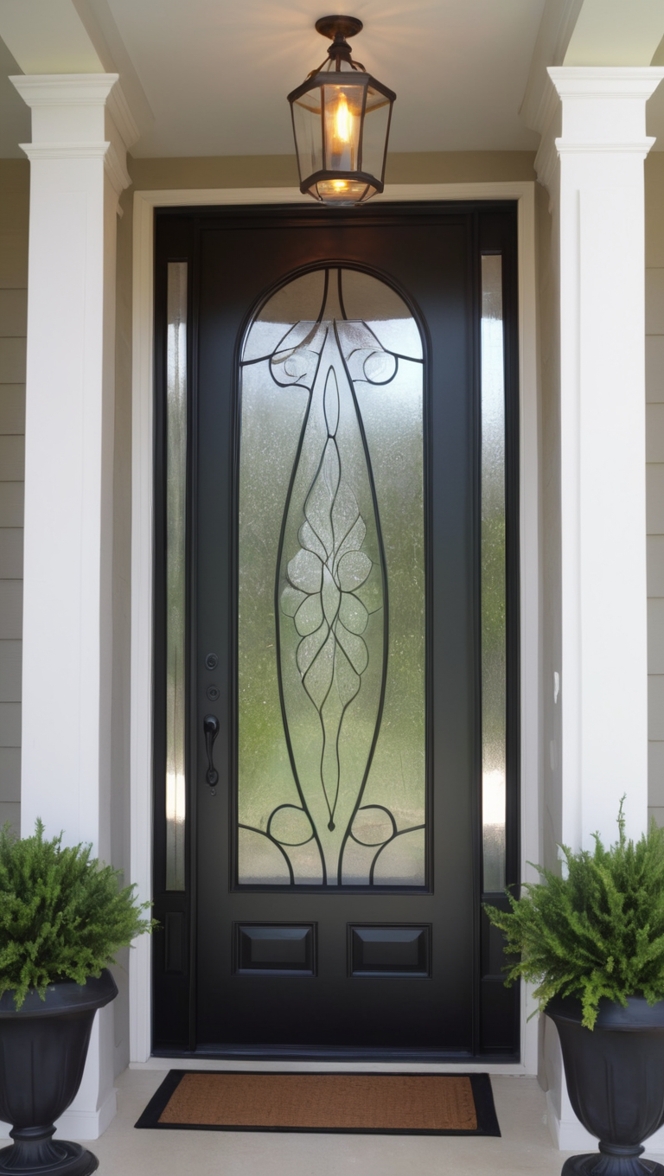 How does a modern black front door with sidelights enhance curb appeal? ?