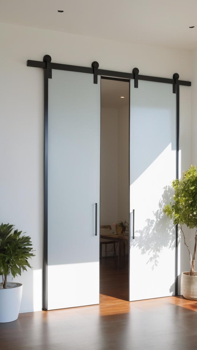 What are the key features of this unique iron sliding door design? ?