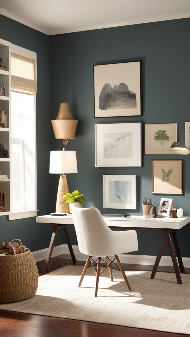 masculine home office decor, modern home office design, stylish home office furniture, industrial home office ideas, executive home office setup