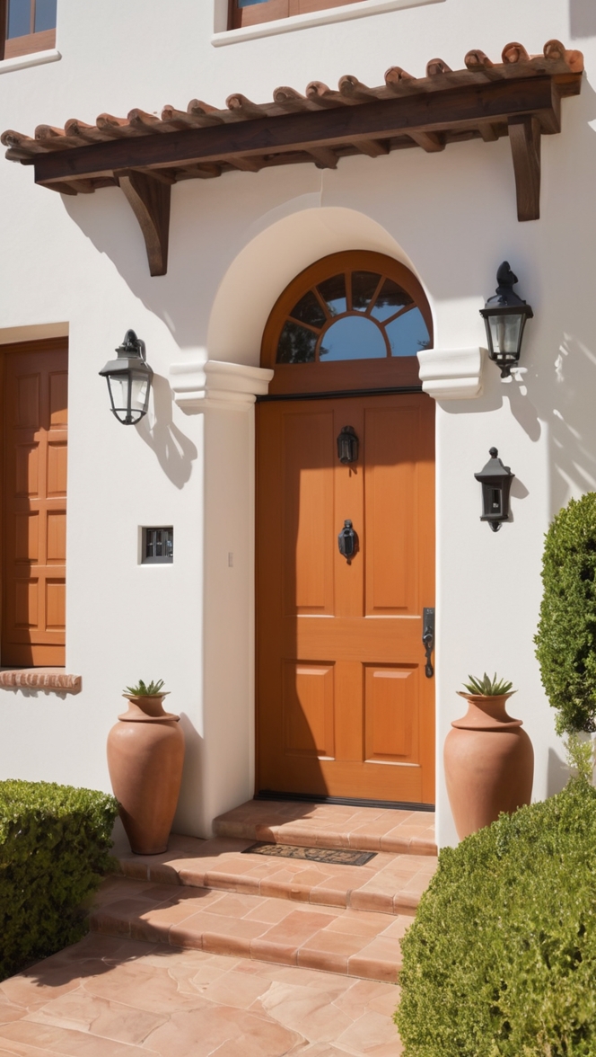 What makes this modern Spanish front door unique ?