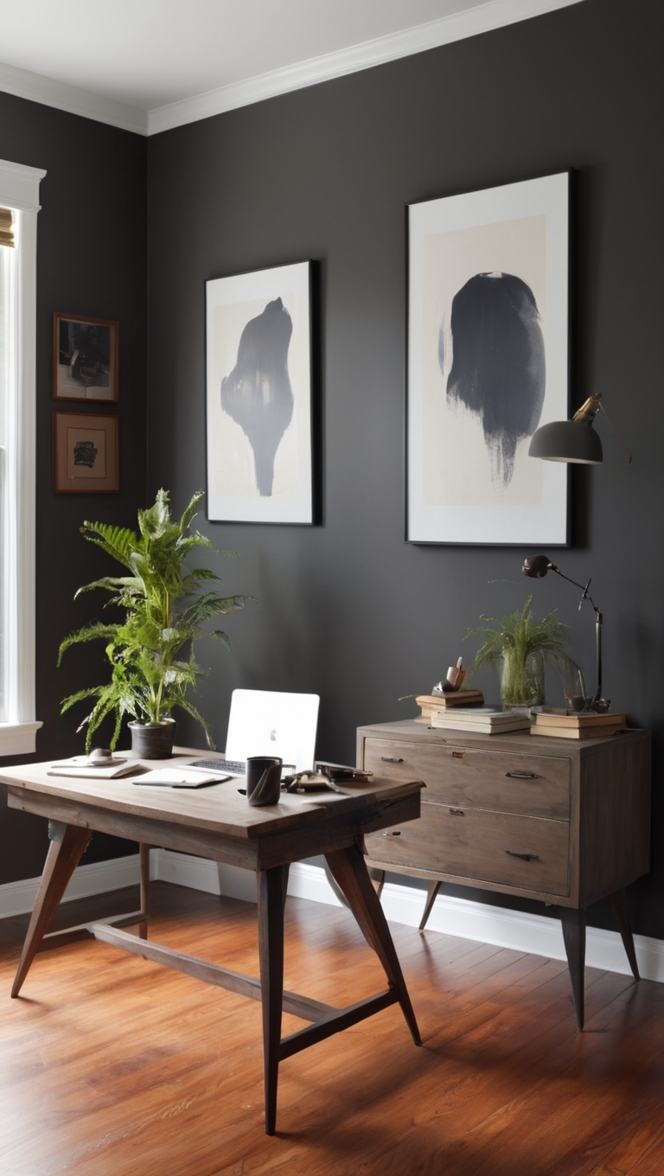 How can I create a stylish moody masculine home office? ?