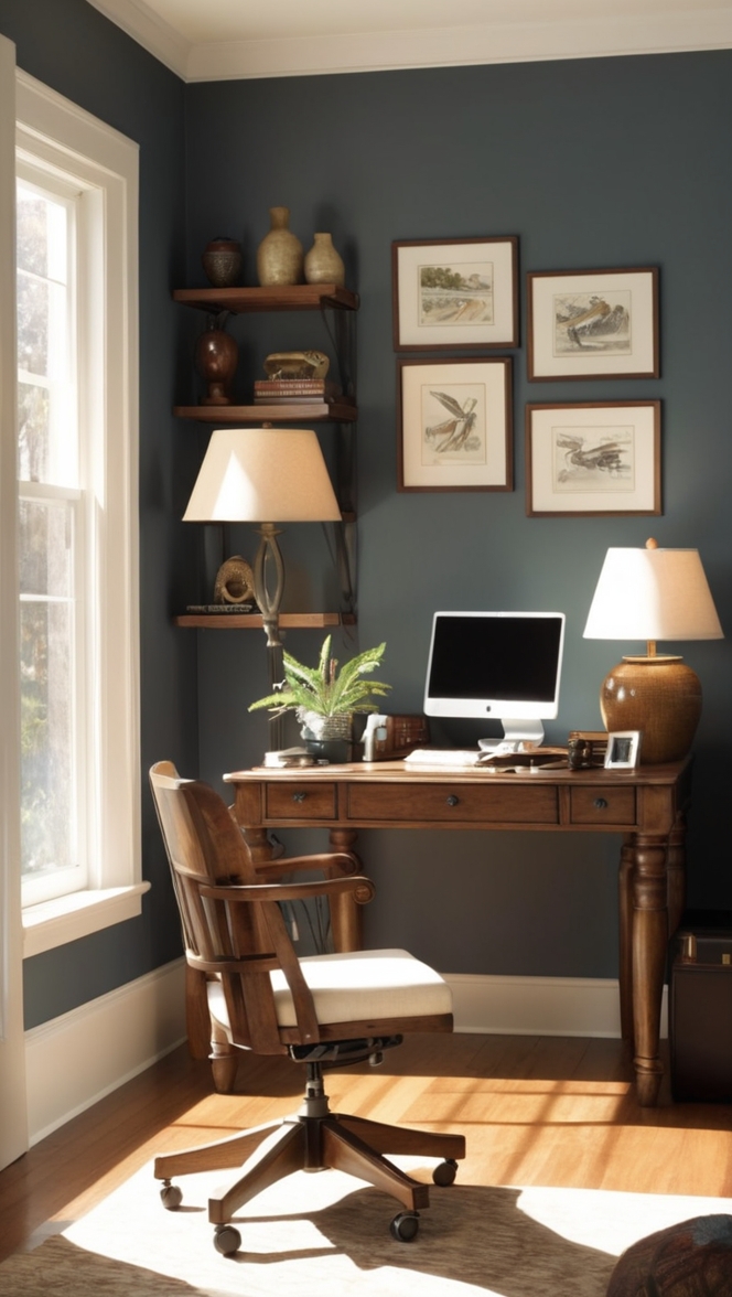 small home office design, masculine office decor, sleek office furniture, modern office setup, professional home office
