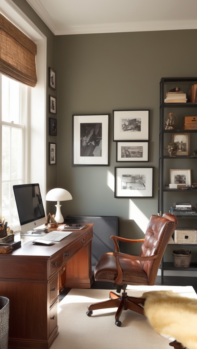 How can I design a small home office with a masculine touch? ?